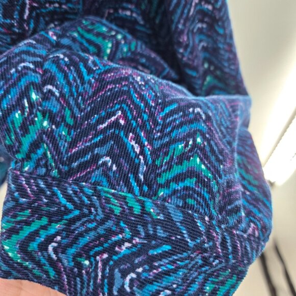 Catherines Blue Purple Corduroy Chevron Long Sleeved Button Down Top 3x 26/28 - Picture 6 of 10